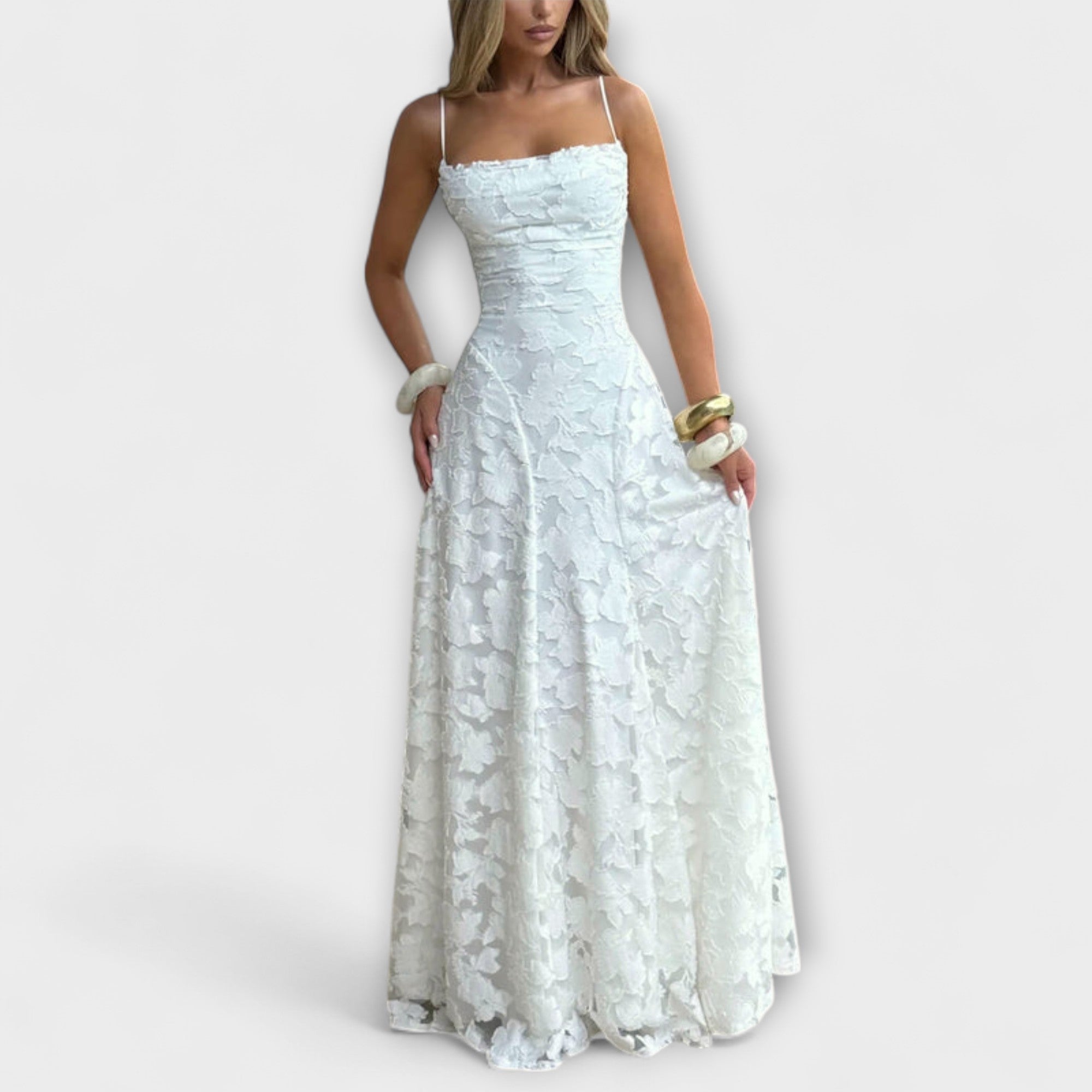 Emberly - Elegant Jacquard Maxi Dress