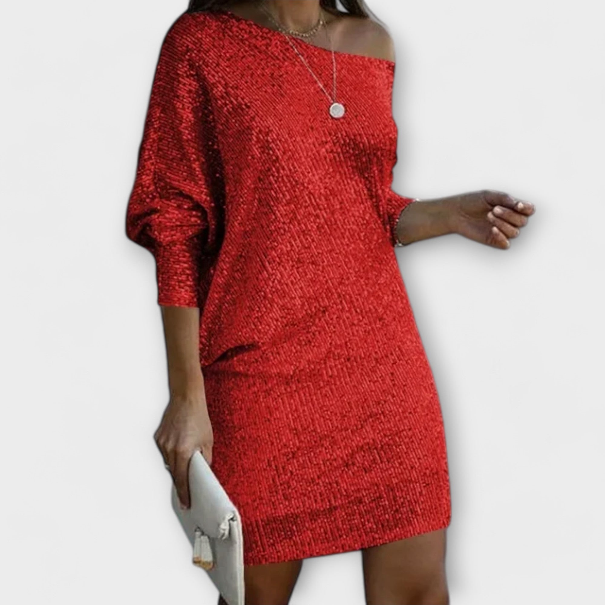 Party Dress with Sequins and Contrast