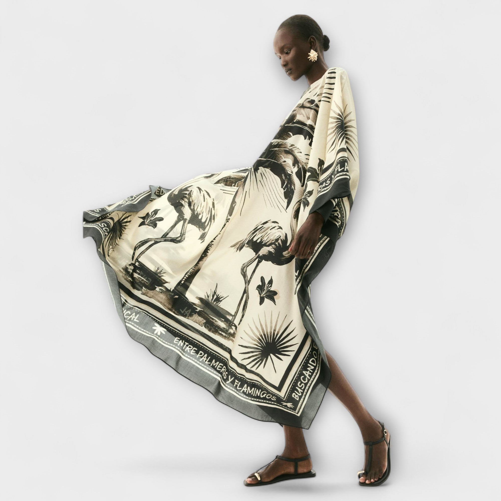 Melissa - Extra-large Flamingo Print Kaftan Maxi Dress