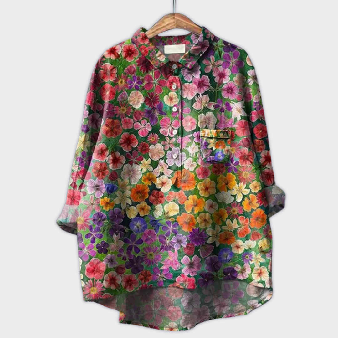 Magdalena - Handmade Women's Blouse with Floral Pattern