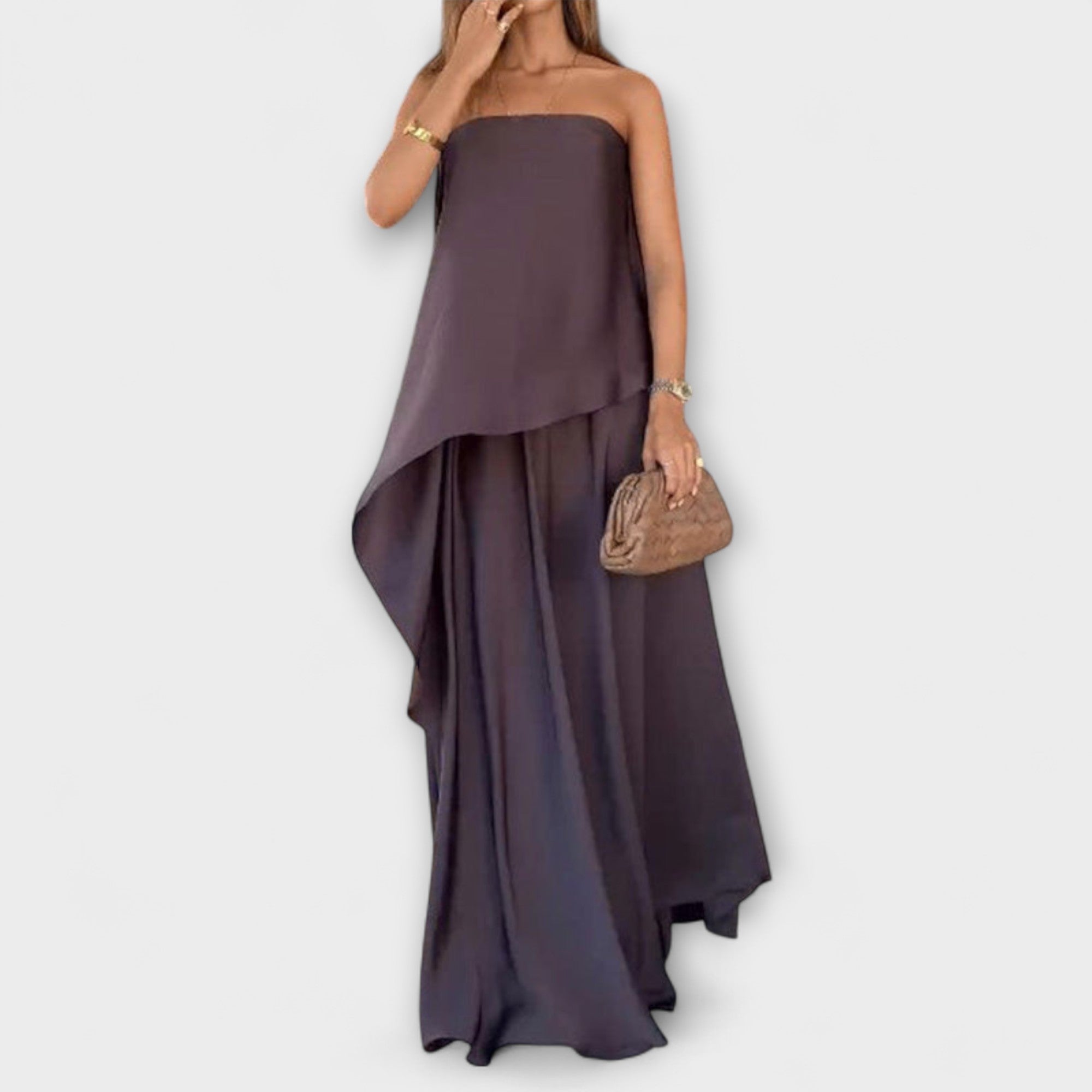 Ruby - Chic Sleeveless Bandeau Top and Skirt