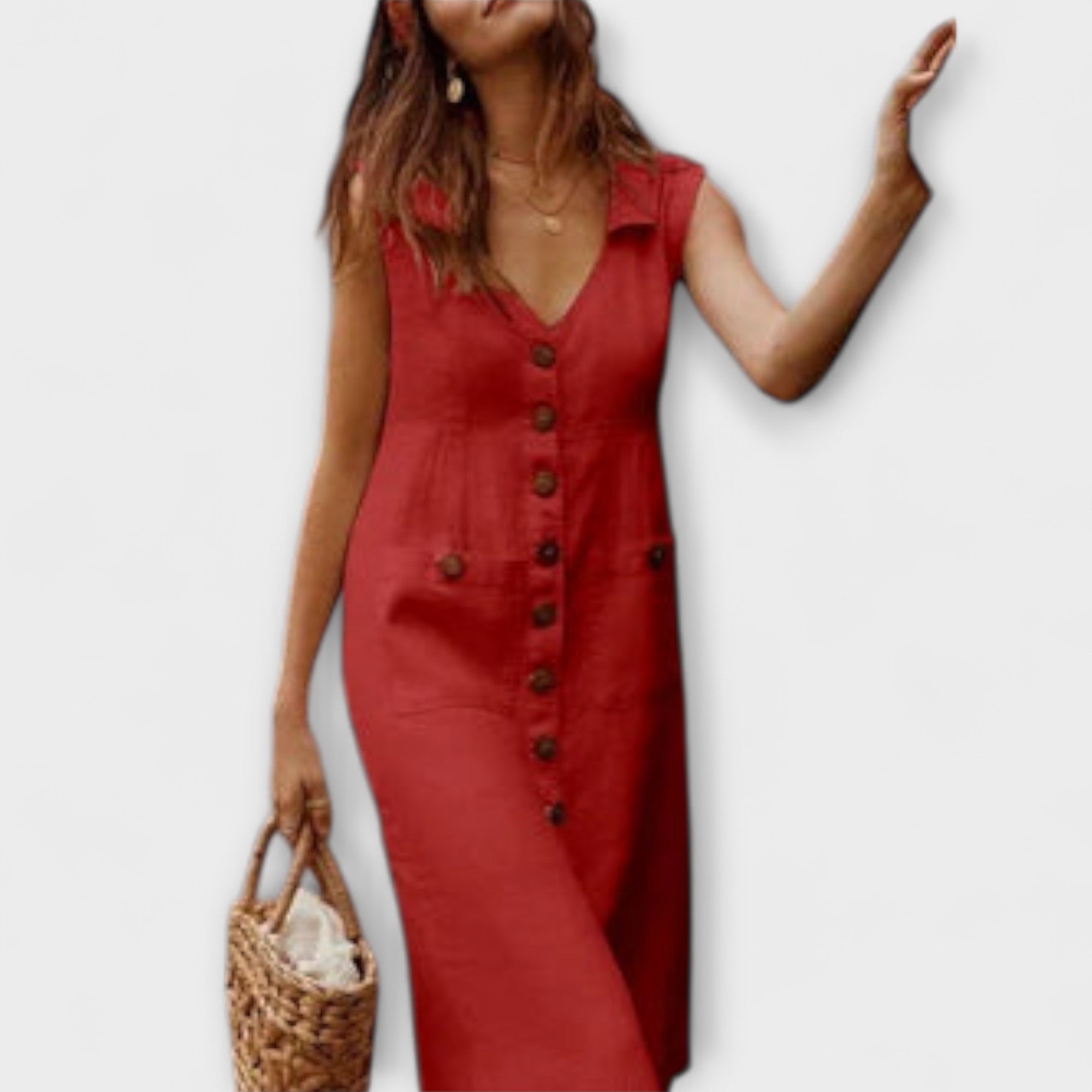 Nora – A-Line Dress Made of Cotton-Linen with Notched Collar