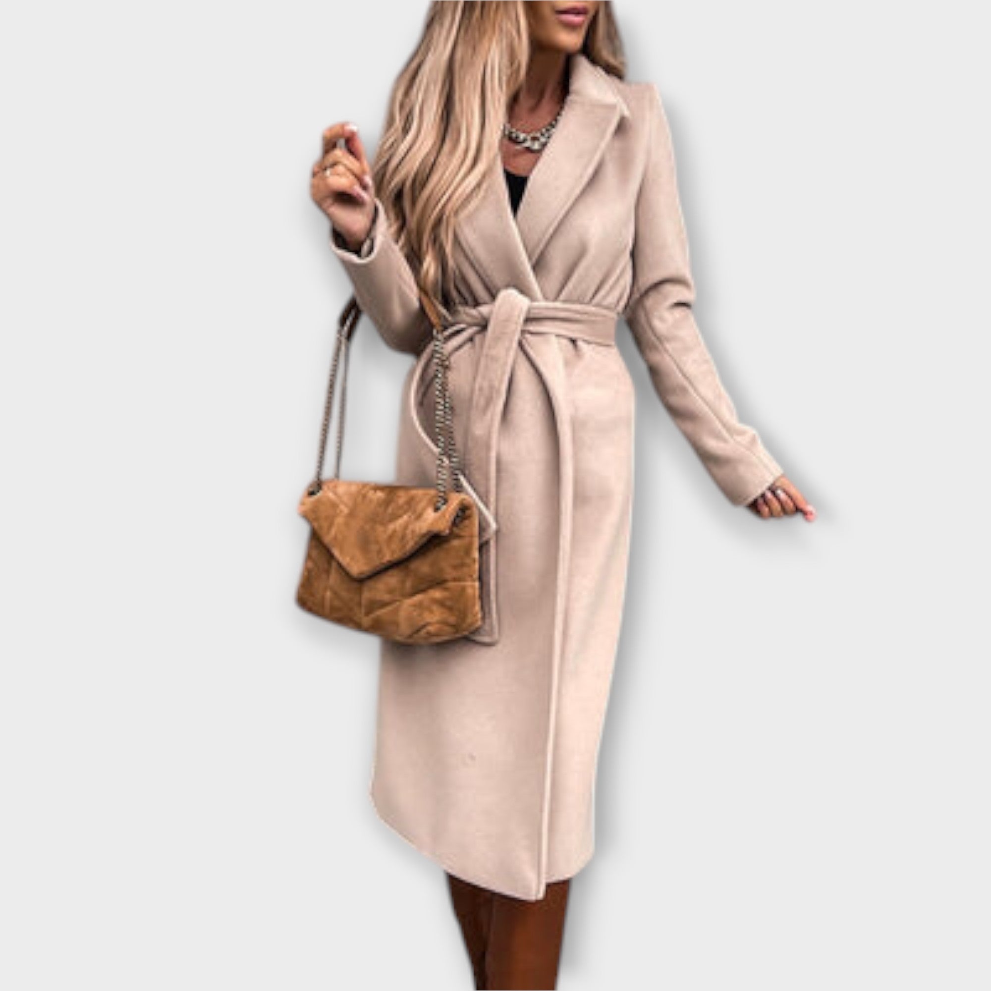 Eliza - Stylish Long Coat with Tie Belt