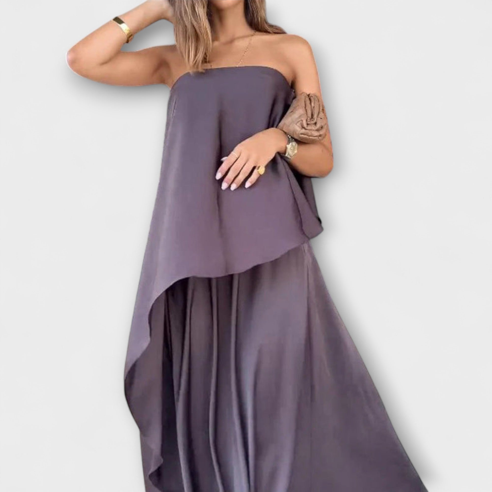 Ruby - Chic Sleeveless Bandeau Top and Skirt