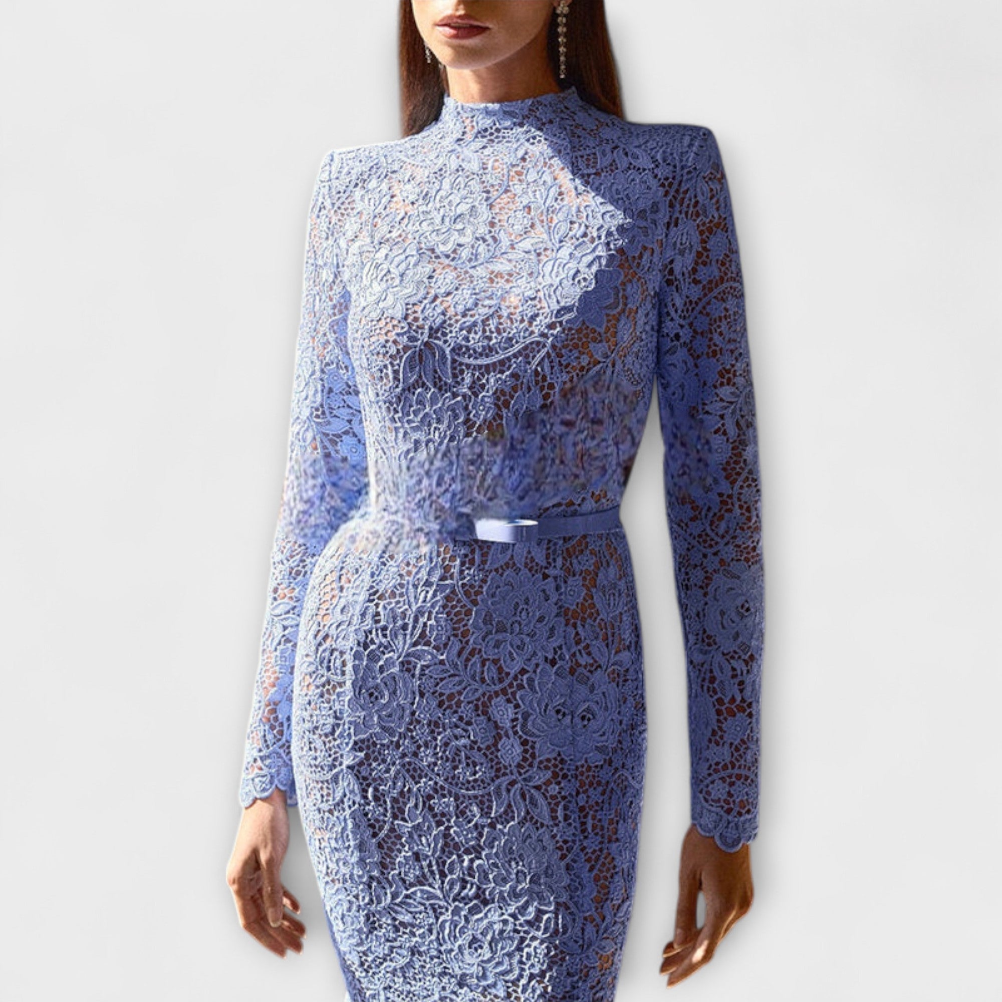 Freya - Elegant Midi Dress Made of Floral Lace