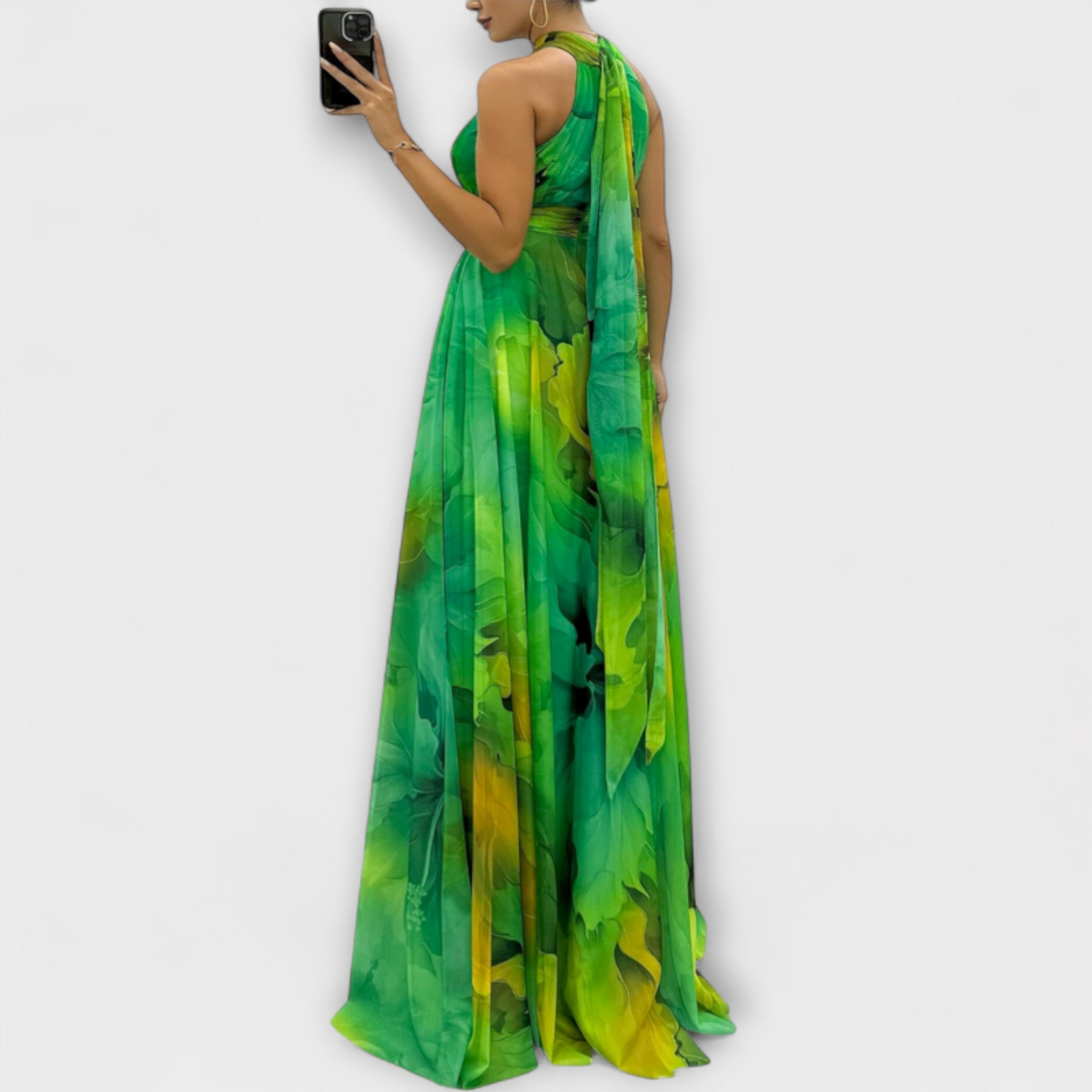 Isalie – Chiffon Maxi Dress with Floral Pattern