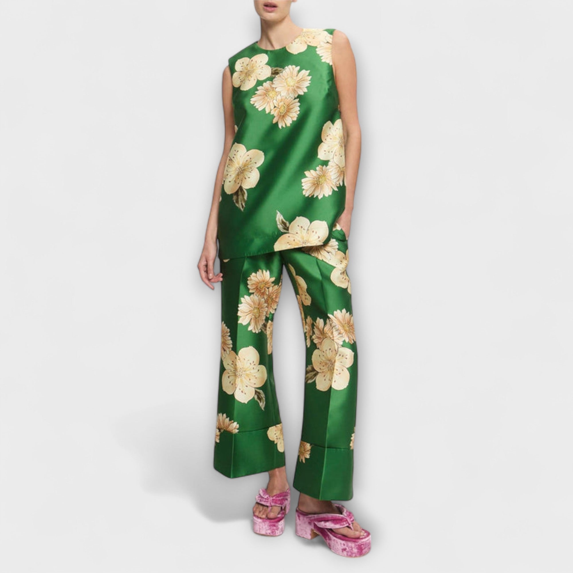 Clea - Sage Sleeveless Pantsuit