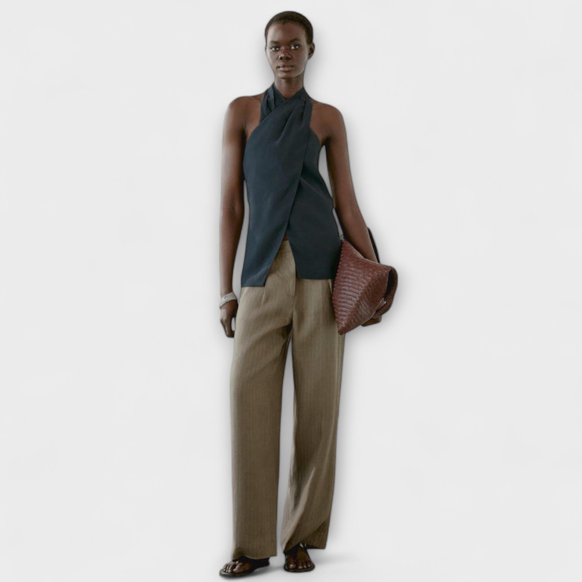 Hannah - Blue Halter Top with Back Cutout