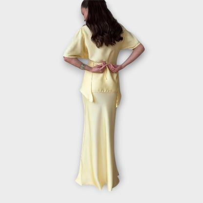 Finja - Off-Shoulder Top with Knot Front and Skirt Ensemble