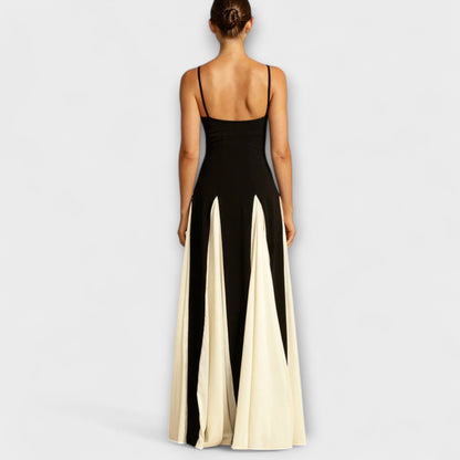 Ember - Classic Elegance A-Line Maxi Dress with Tulle Panels