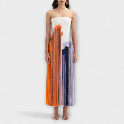 Summer - Stylish Colorblock Dress with Trendy Tassels