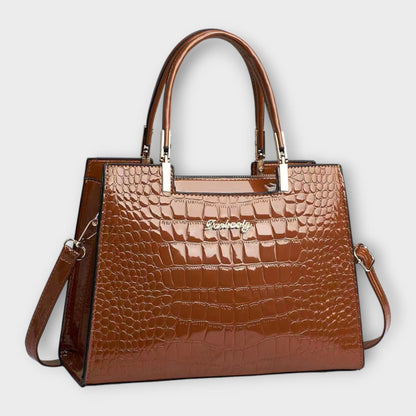 Aurellia. - Glossy Crocodile Leather Pattern Handbag