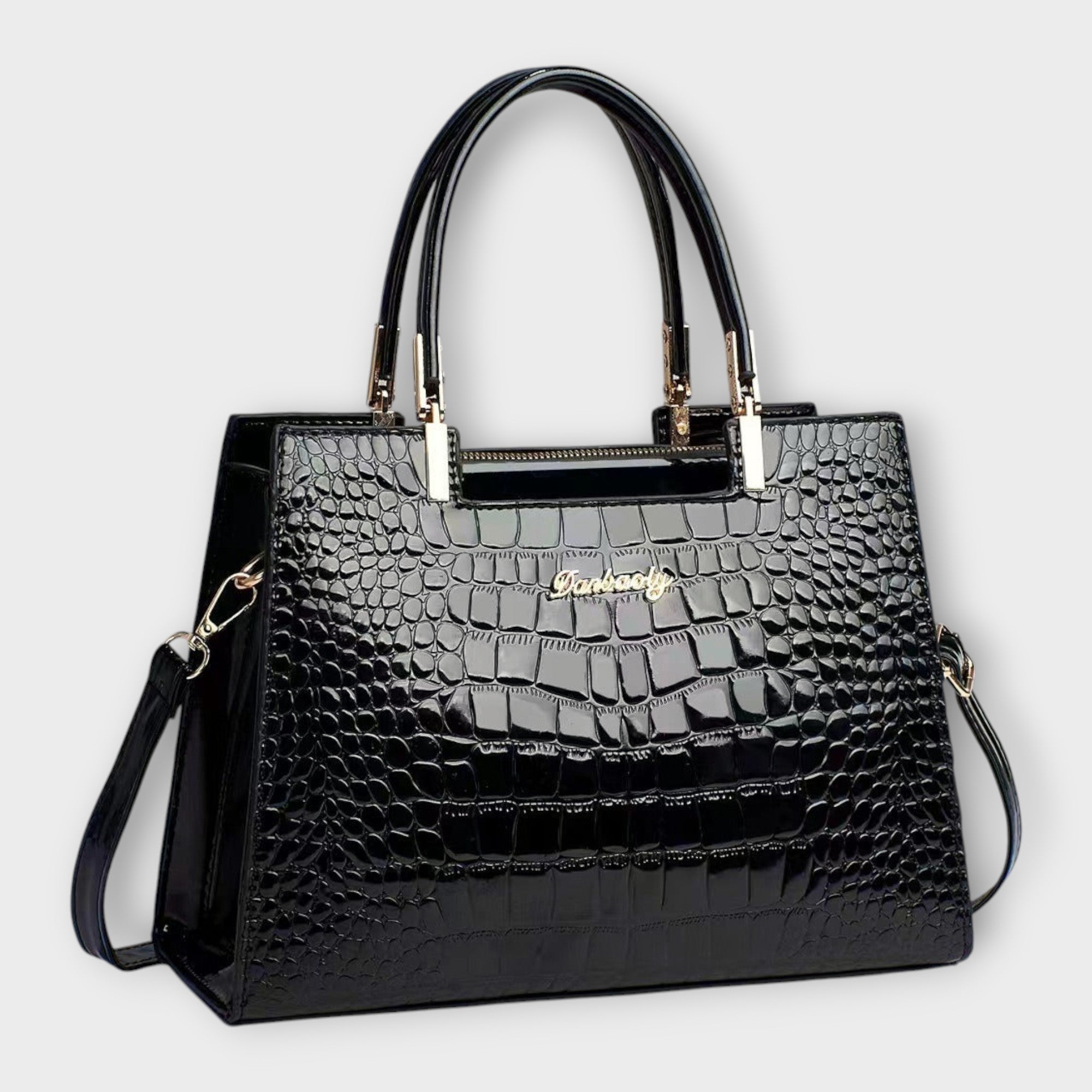 Aurellia. - Glossy Crocodile Leather Pattern Handbag