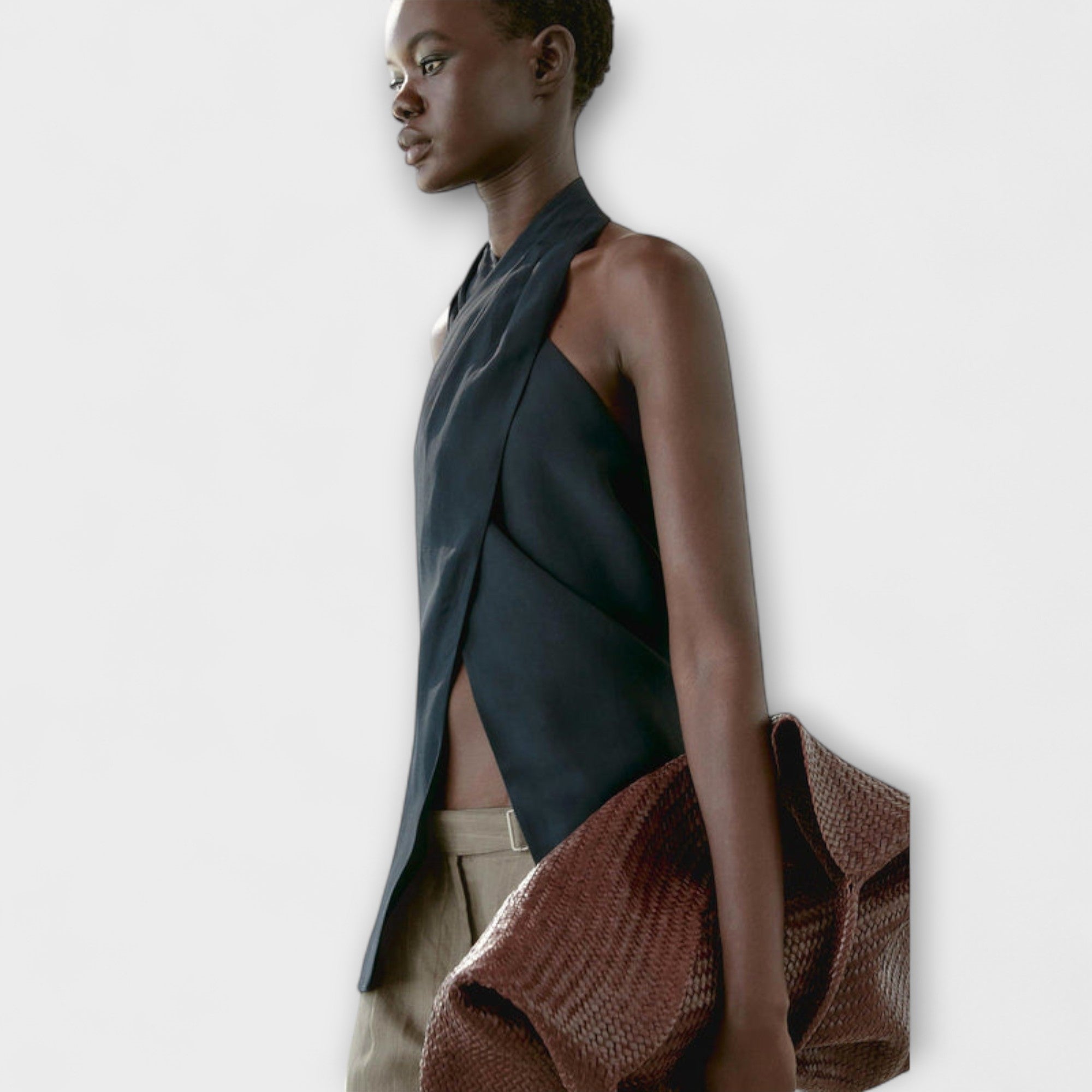 Hannah - Blue Halter Top with Back Cutout