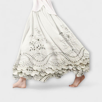 Luna – Boho Maxi Skirt with Embroidery