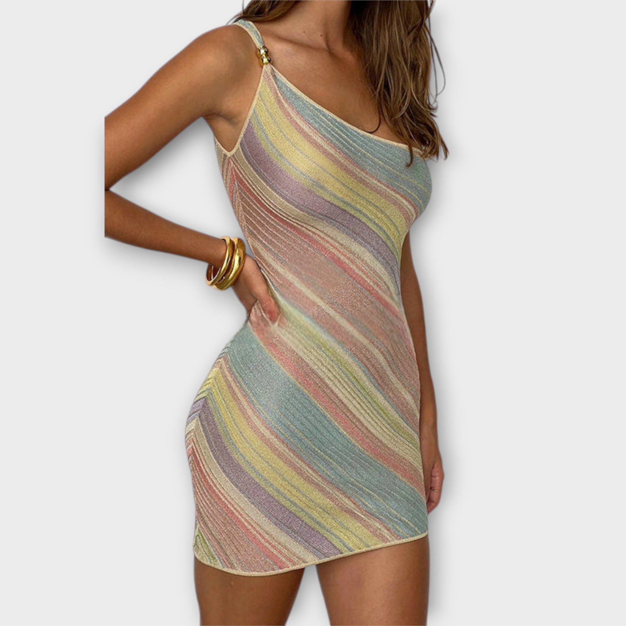 Kira - Trendy One-Shoulder Knit Mini Dress