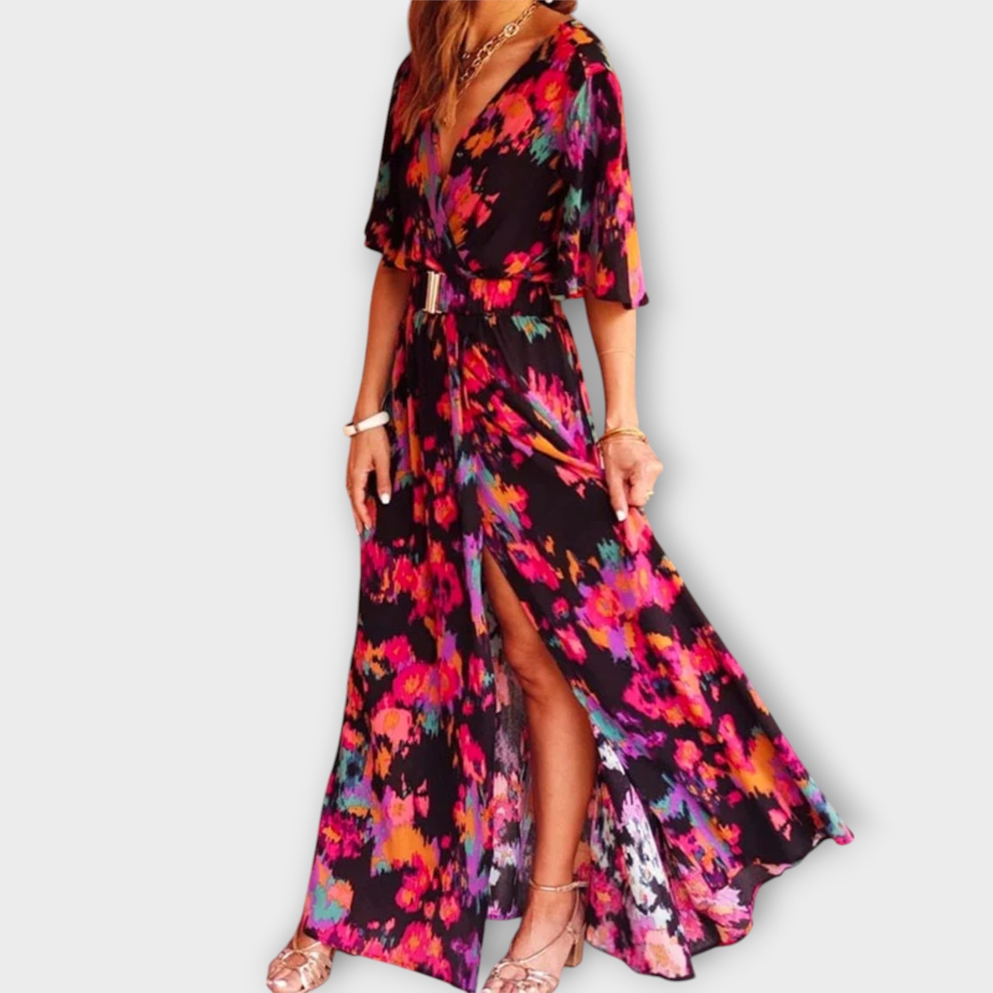 Sabine - Stylish Wrap Maxi Dress with Flowing Design