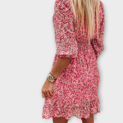 Floral Dress with Puff Sleeves for Women