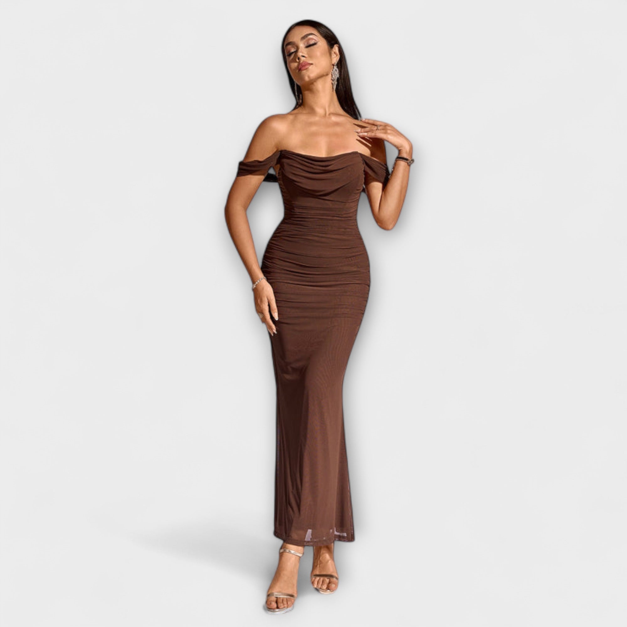 Ione - Off-Shoulder Ruffled Bodycon Dress
