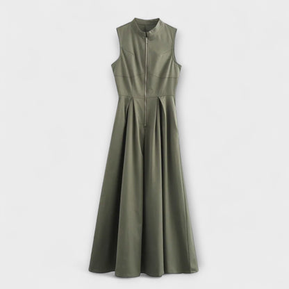 Sleeveless Pleated Bodycon Midi Dress