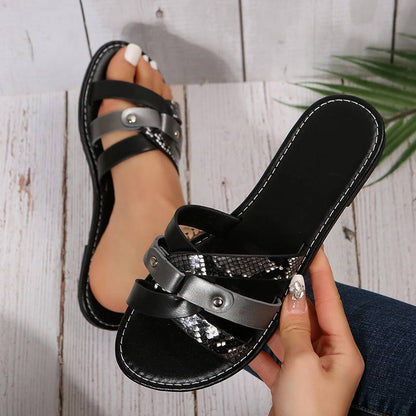 Leopard Cross Strap Sandals