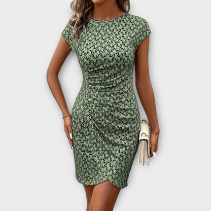 Emma - Short Sleeve Tulip Dress with Allover Print
