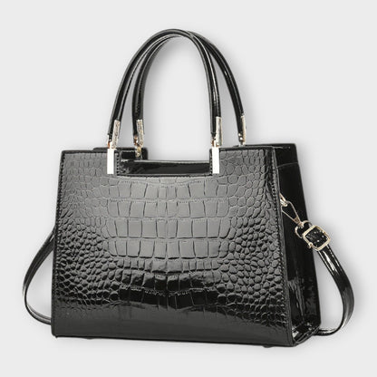Aurellia. - Glossy Crocodile Leather Pattern Handbag