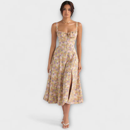 Zipporas - Custom-Made Bustier Dress with Modern Spring Floral Pattern