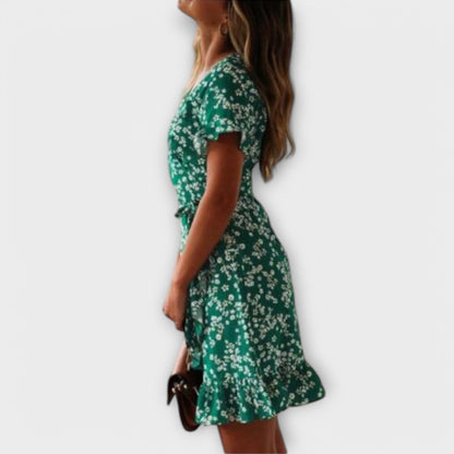 Nilsine - Short Boho Dress in Green