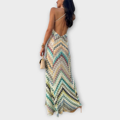 Remi - Missoni Colorful Houndstooth Pattern Maxi Dress