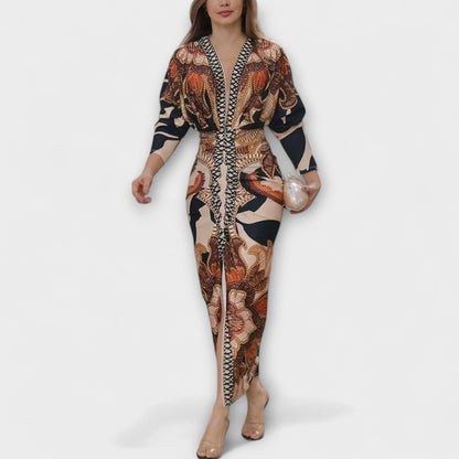 Cleo - Unique Dolman Midi Dress with Brazilian Print