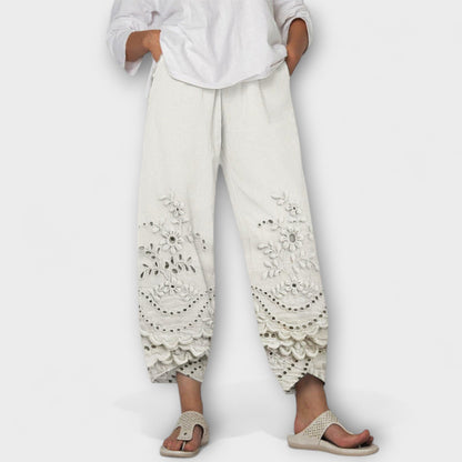 Chloe – Elegant Printed Lace Pants